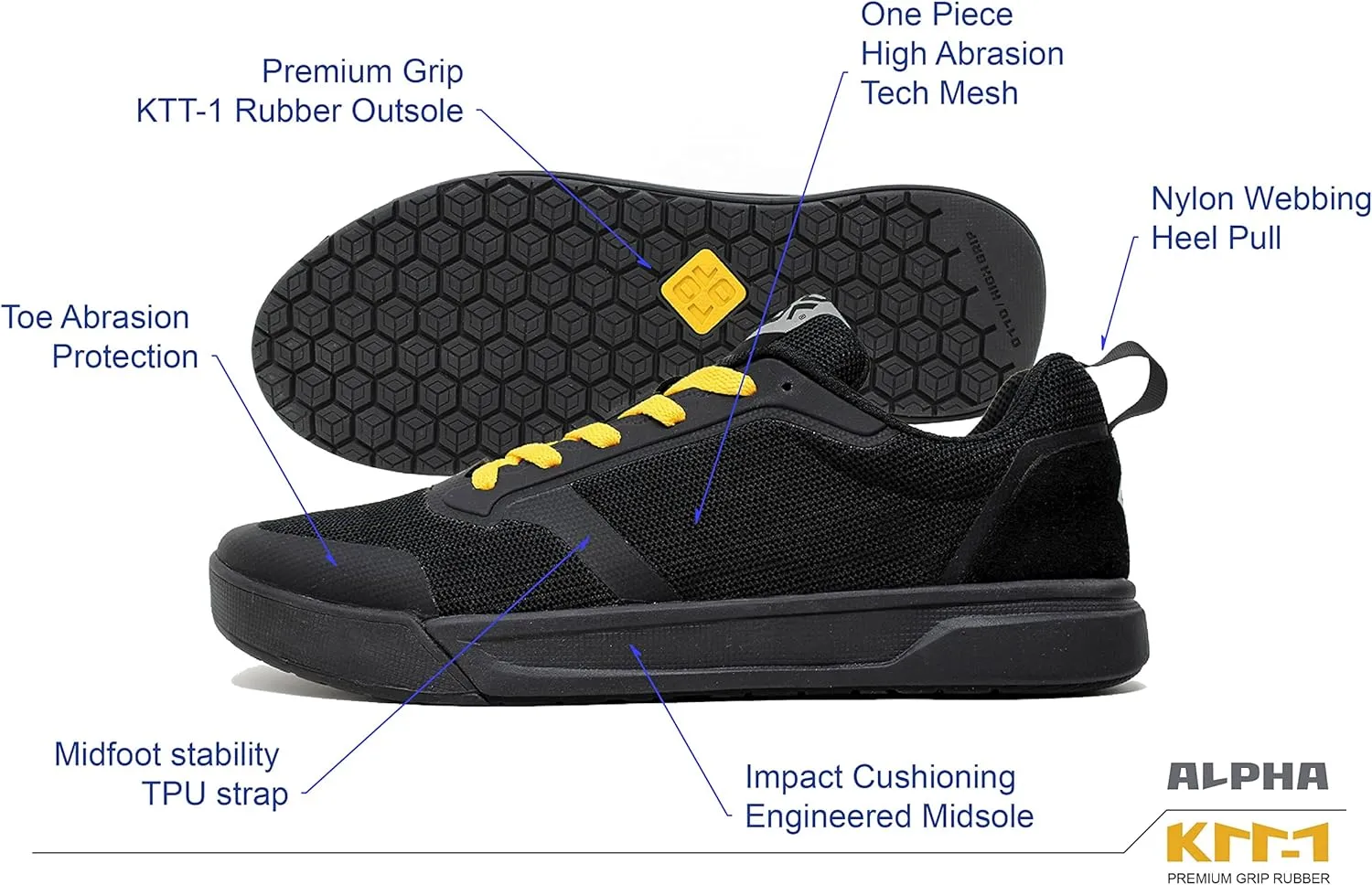 OLLO Alpha Parkour Shoes - Freerunning, Ninja and Obstacle Training, High Grip, Flexible, Comfort, Ultra Traction