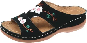 Orthopedic Correction Sandals for Women, Plantar Fasciitis Arch Support Sandals for Feet, Breathable Open Toe Beach Shoes (Color : Black, Size : 8 US)