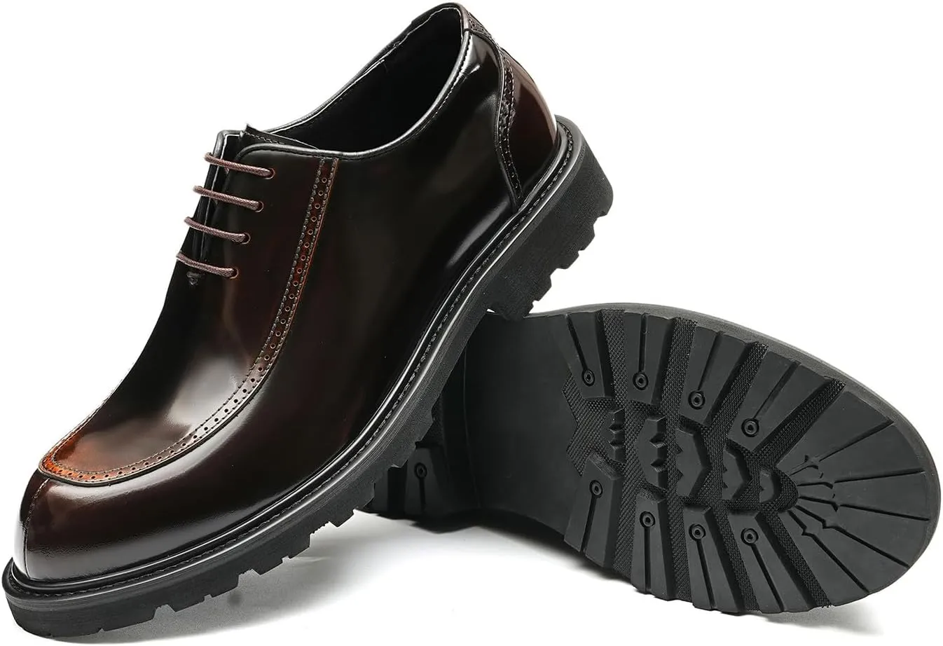 Oxfords Dress Shoes for Men Patent Leather Wingtip Formal Derby Fashion Comfortable Business Causal Tuxedo Shoes Mens Prom Wedding Shoes
