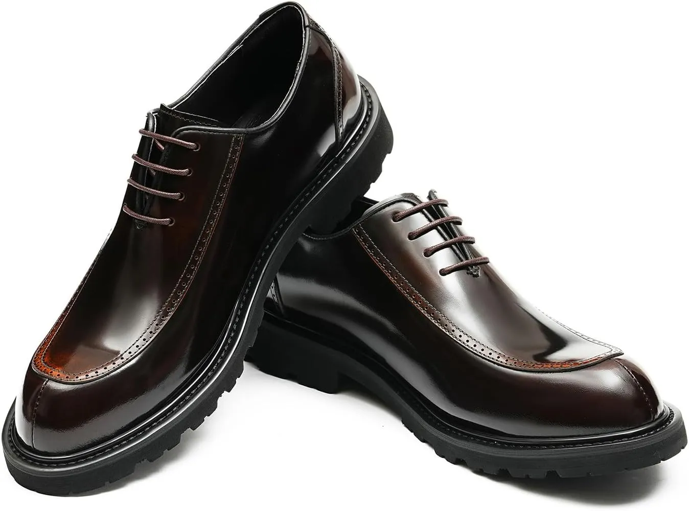 Oxfords Dress Shoes for Men Patent Leather Wingtip Formal Derby Fashion Comfortable Business Causal Tuxedo Shoes Mens Prom Wedding Shoes