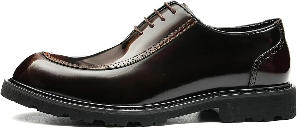 Oxfords Dress Shoes for Men Patent Leather Wingtip Formal Derby Fashion Comfortable Business Causal Tuxedo Shoes Mens Prom Wedding Shoes