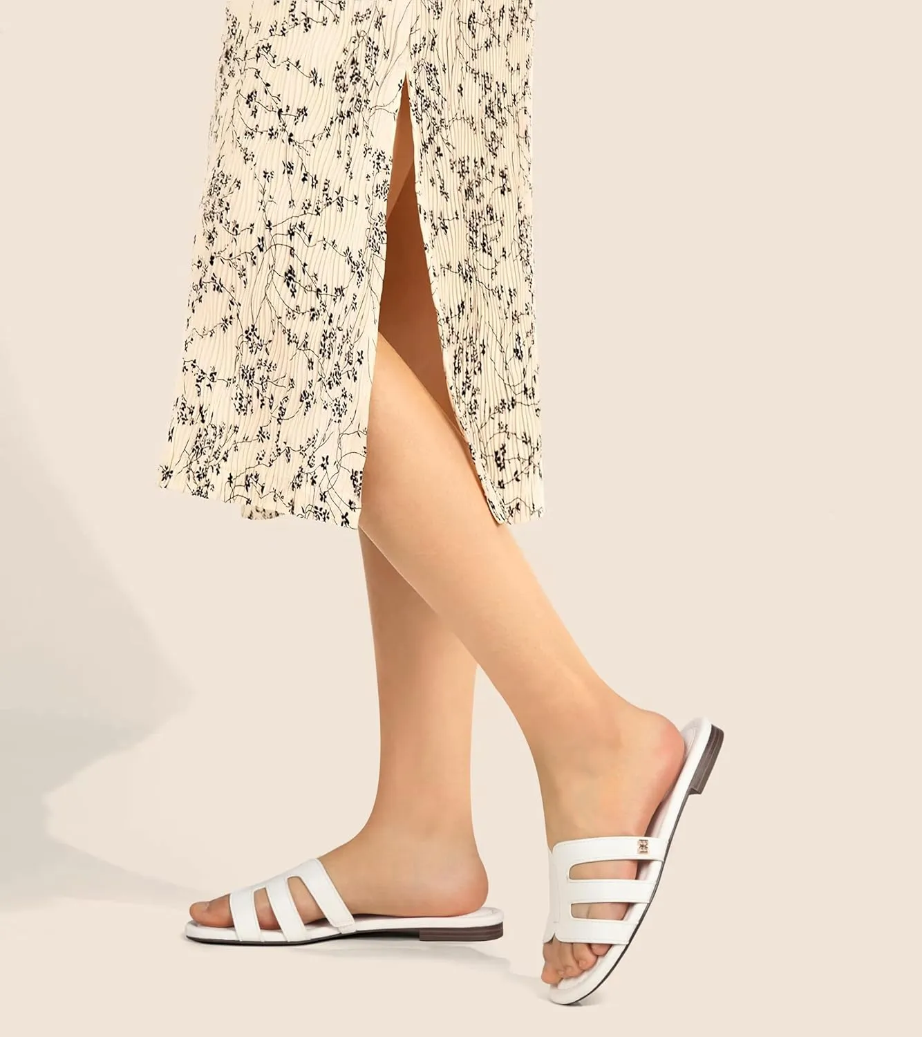 PARTY Women's Slide Sandals - Summer Open Toe H-Band Flat Sandal for Women, Slip On Casual Dressy Beach Ladies Sandal