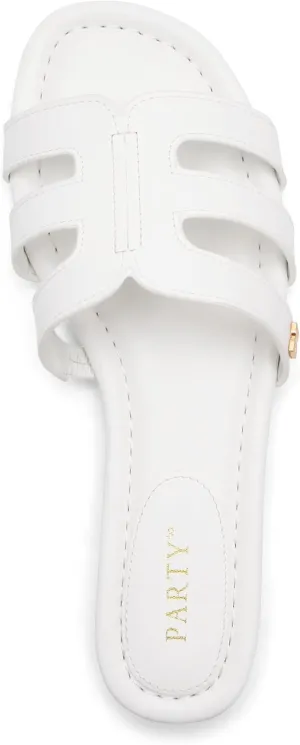 PARTY Women's Slide Sandals - Summer Open Toe H-Band Flat Sandal for Women, Slip On Casual Dressy Beach Ladies Sandal