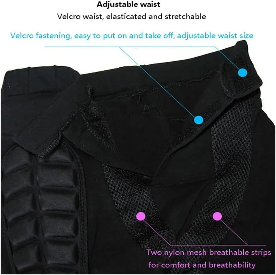 Protective Padded Shorts, 3D Protection Hip Butt EVA Protective Gear Guard Breathable Impact Protection Shorts for Ski Snowboard Skateboarding