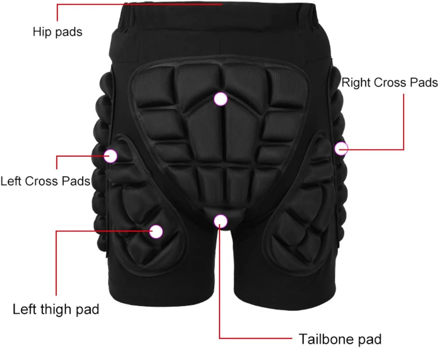 Protective Padded Shorts, 3D Protection Hip Butt Protector Snowboarding Padded Short Pants for Men Women Youth Ski
