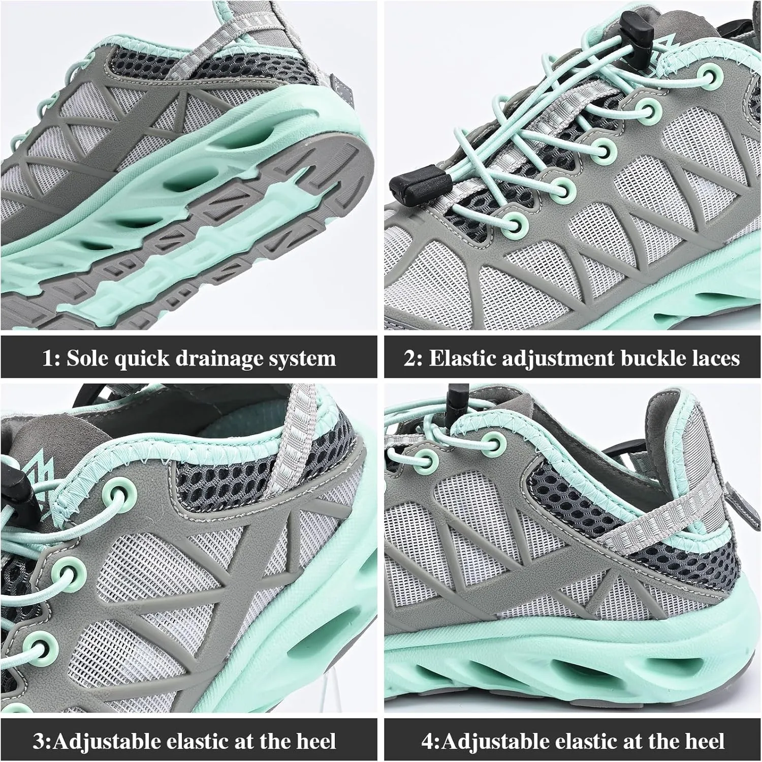 Queday Men's Women's Amphibious Water Shoes Closed Toe Hiking Sandals Summer Outdoor Water Sandal Non-Slip River Shoes Quick Drying