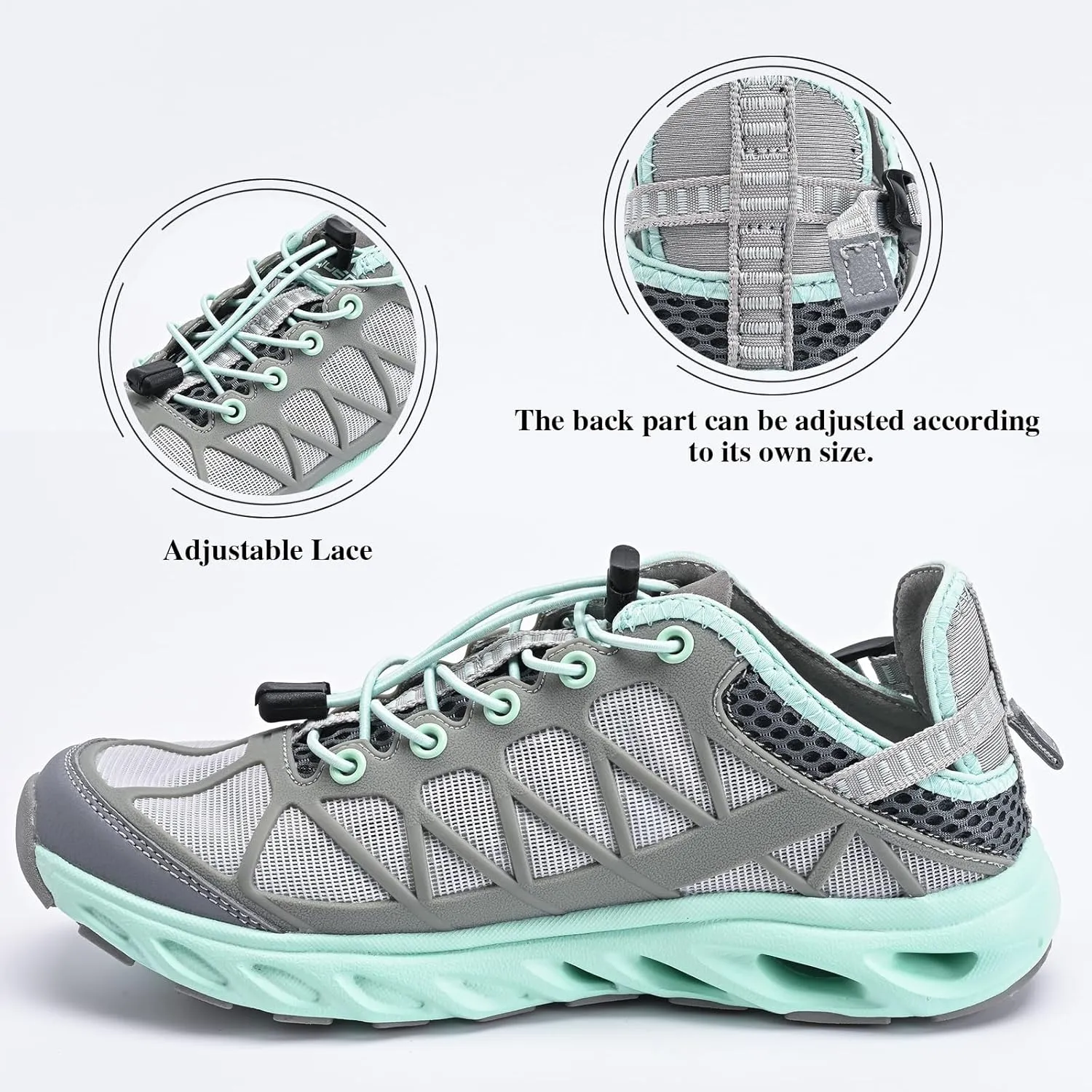 Queday Men's Women's Amphibious Water Shoes Closed Toe Hiking Sandals Summer Outdoor Water Sandal Non-Slip River Shoes Quick Drying