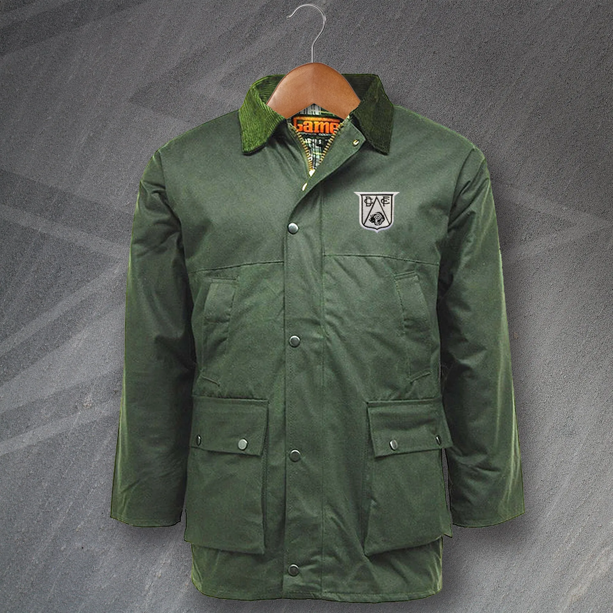 Retro Derby 1946 Embroidered Padded Wax Jacket