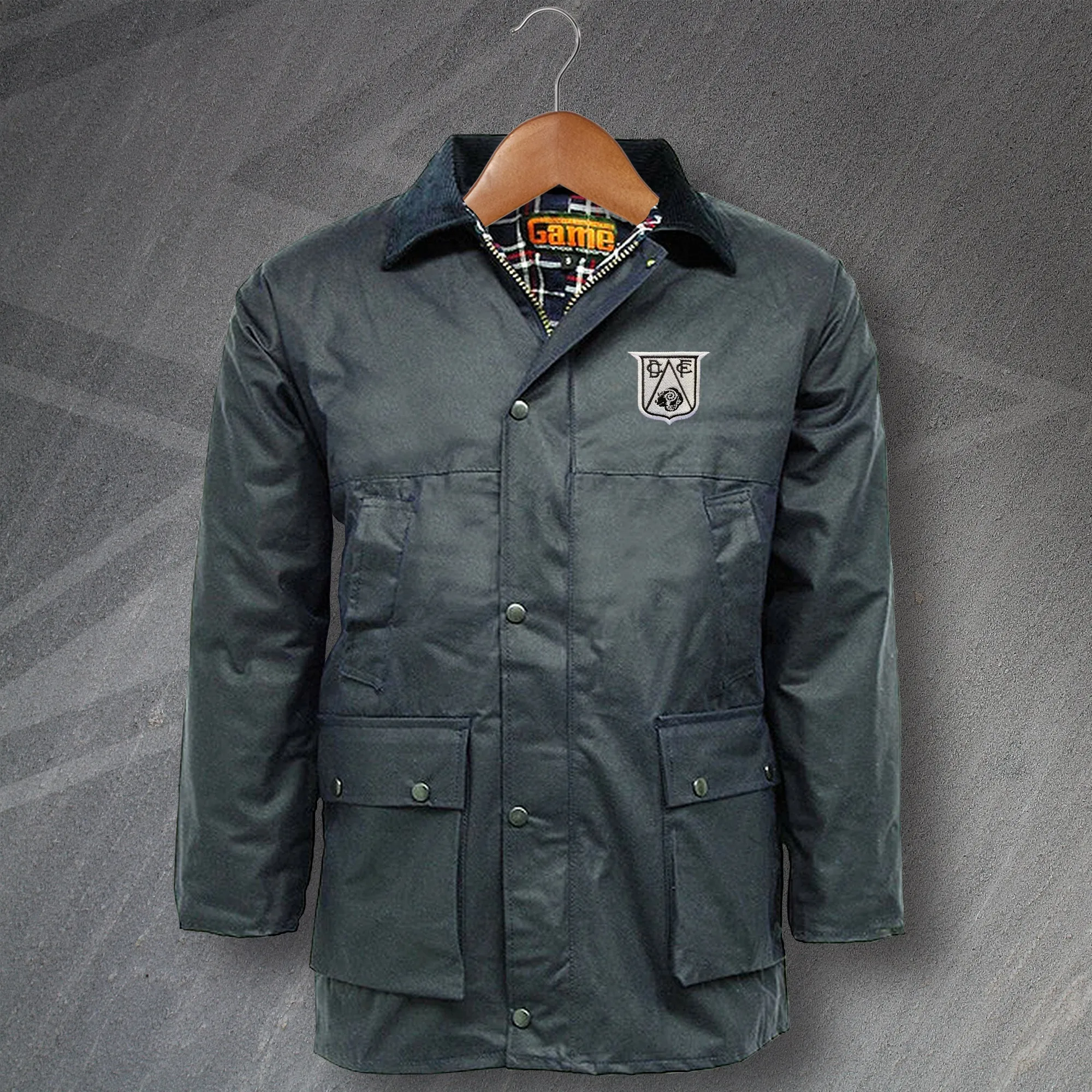 Retro Derby 1946 Embroidered Padded Wax Jacket