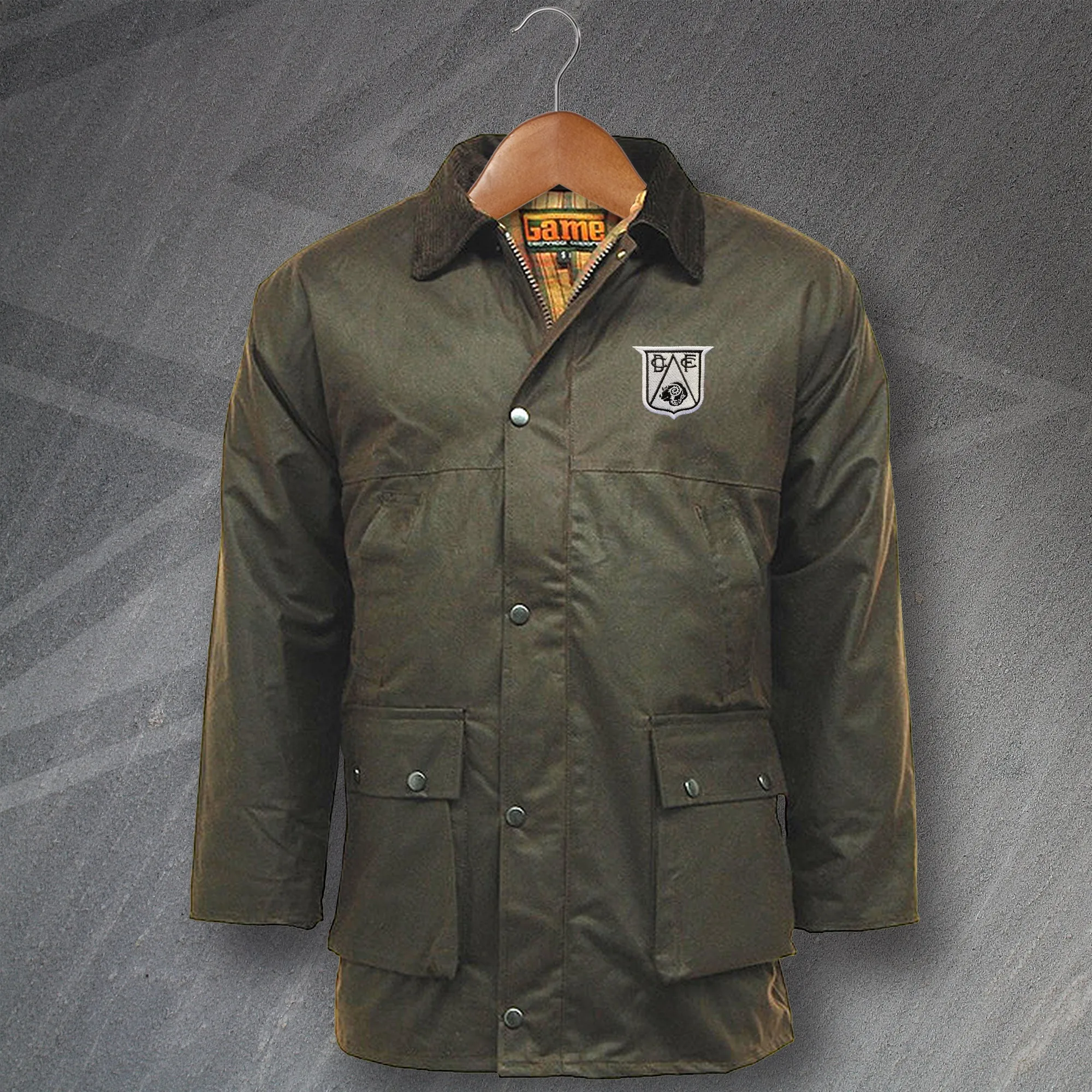 Retro Derby 1946 Embroidered Padded Wax Jacket