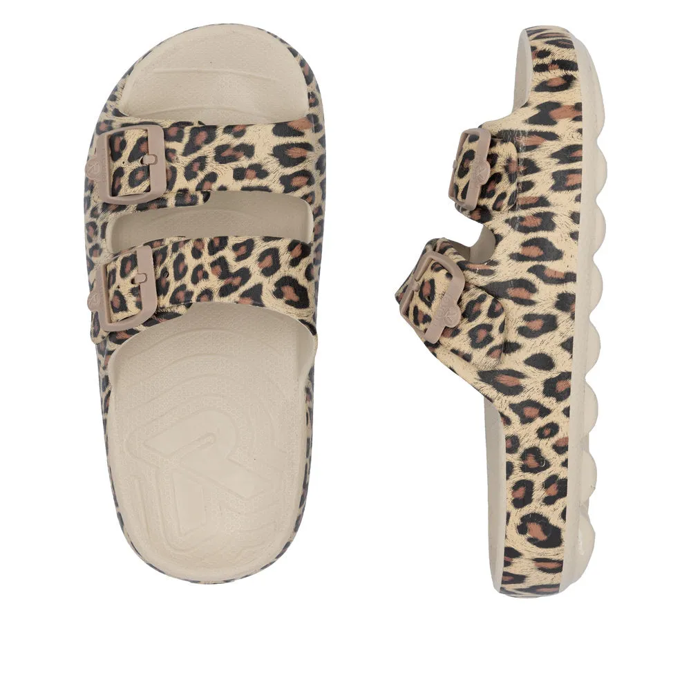 Rieker Evolution P2450 - Ladies Mule in Leopard Print