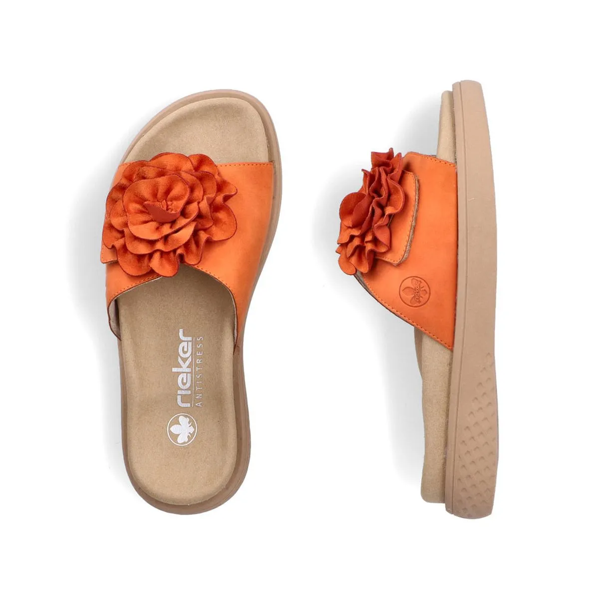 Rieker V1562-38 Morelia Slide Sandals in Pumpkin | Women's Summer Mule Sandals