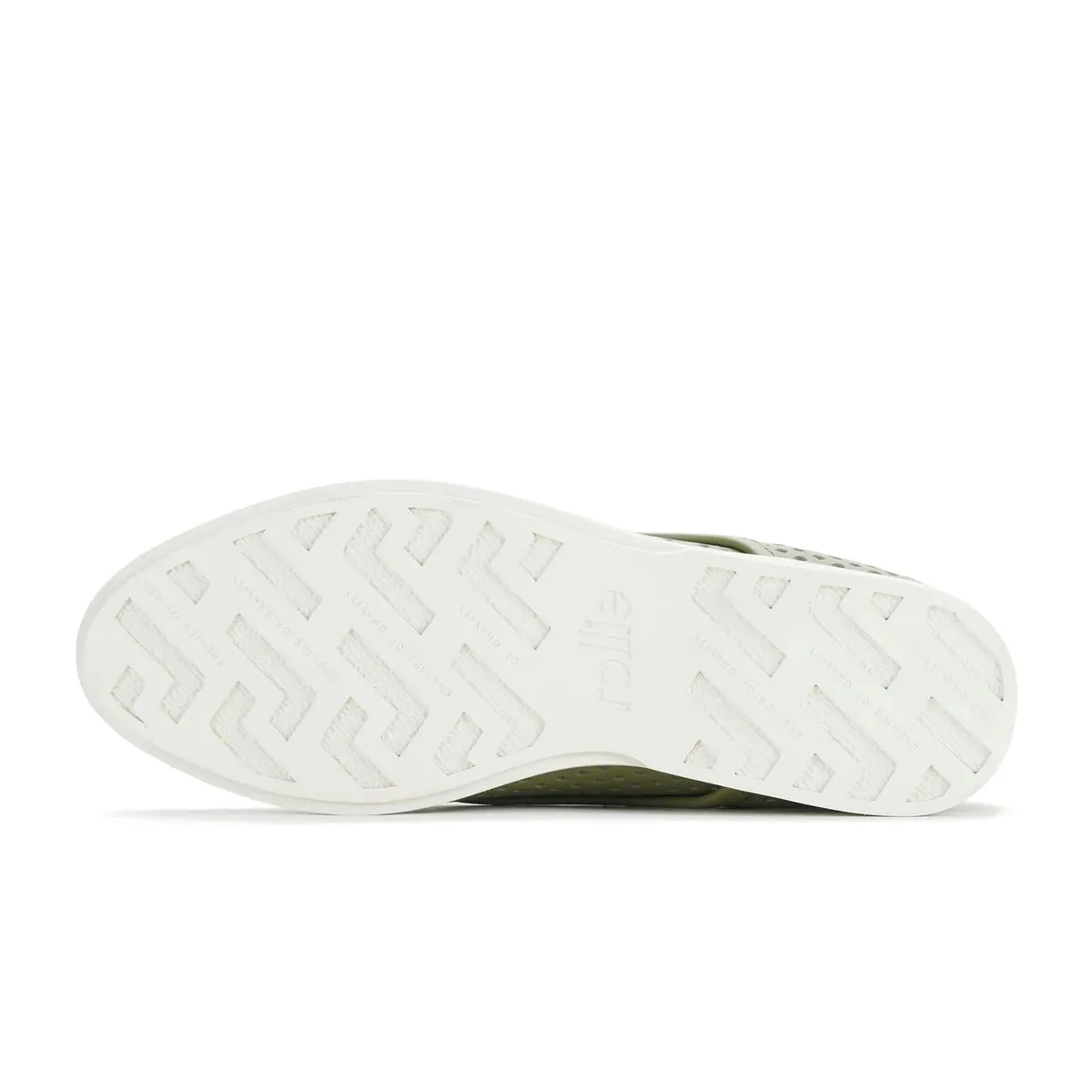 ROLLIE Derby Punch Overlay Shoe - Olive Silver