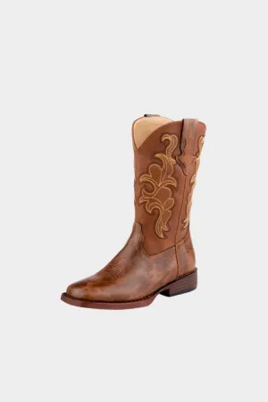 Roper Little Kids Quills Western Boot - Cognac Print/Cognac