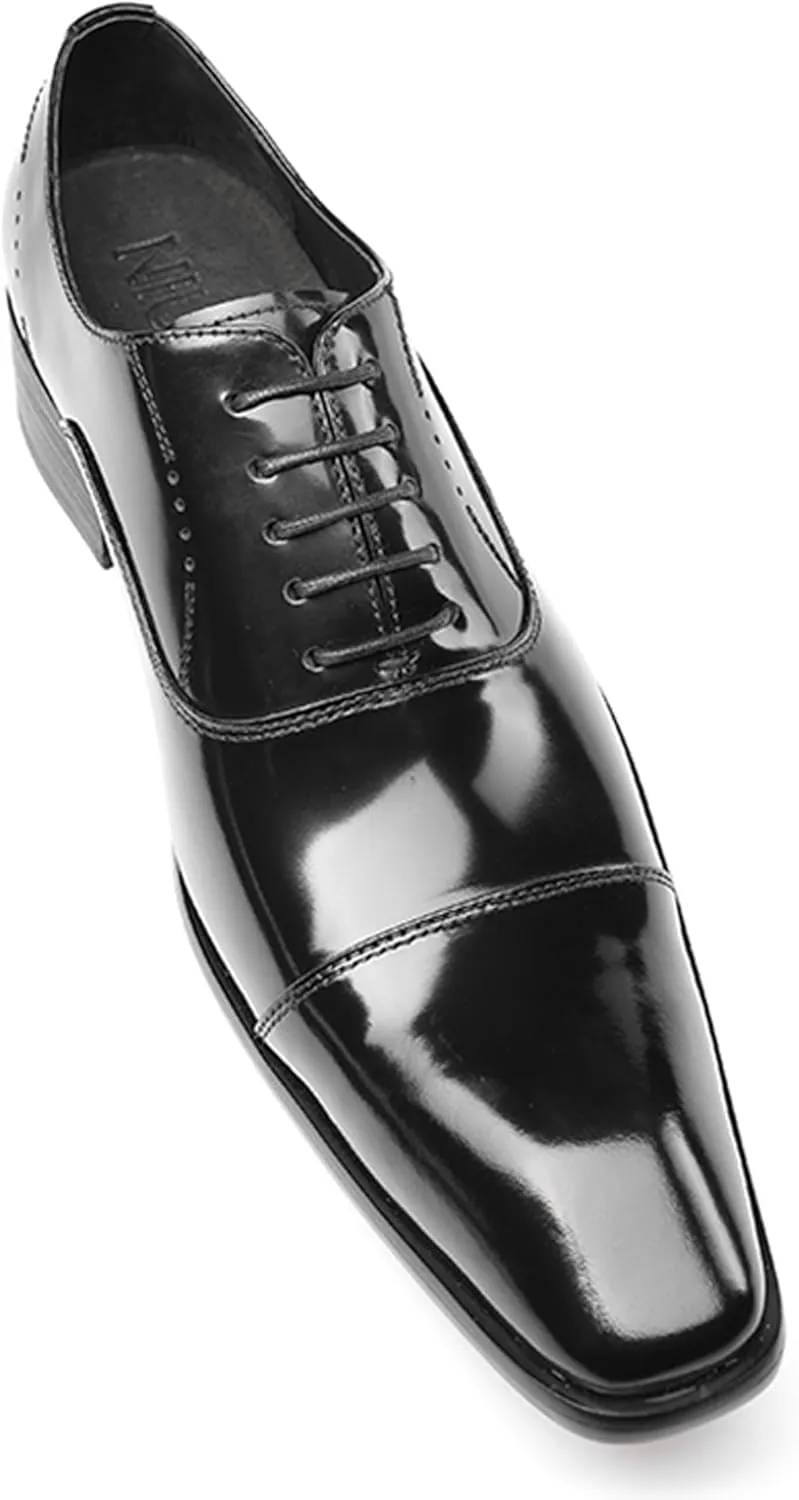 Santimon Men's Handcrafted Oxford Dress Shoes | Genuine Leather Brogue Derby for Business/Wedding/Tuxedo | Cushioned Outsole Formal Shoes | Prom & Casual Luxury Footwear