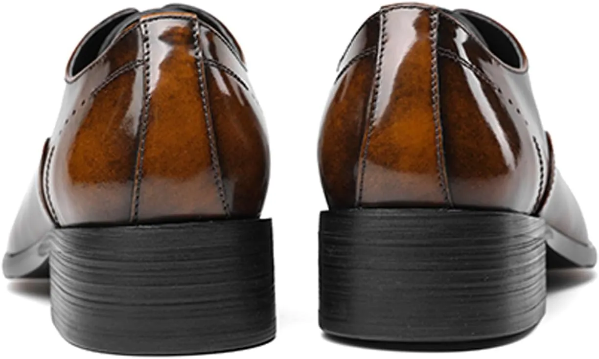 Santimon Men's Handcrafted Oxford Dress Shoes | Genuine Leather Brogue Derby for Business/Wedding/Tuxedo | Cushioned Outsole Formal Shoes | Prom & Casual Luxury Footwear