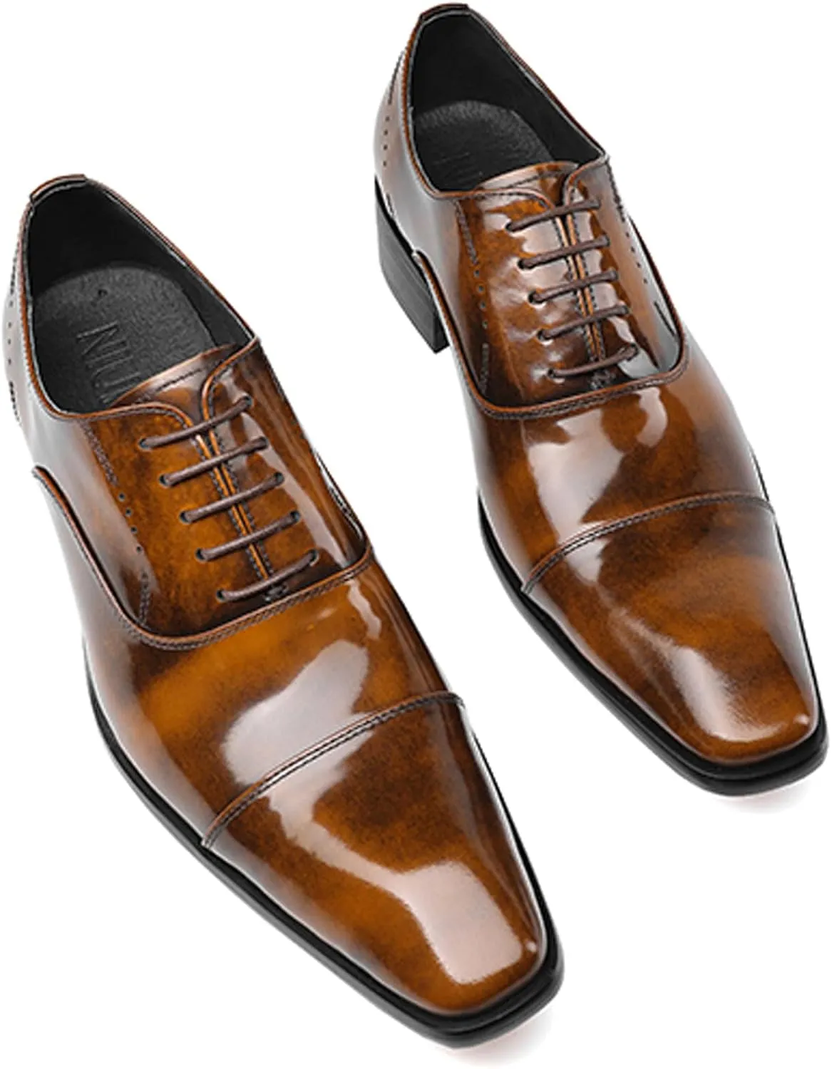 Santimon Men's Handcrafted Oxford Dress Shoes | Genuine Leather Brogue Derby for Business/Wedding/Tuxedo | Cushioned Outsole Formal Shoes | Prom & Casual Luxury Footwear