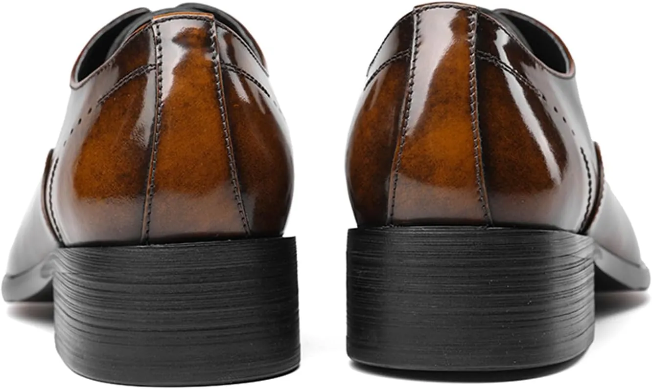 Santimon Men's Handcrafted Oxford Dress Shoes | Genuine Leather Brogue Derby for Business/Wedding/Tuxedo | Cushioned Outsole Formal Shoes | Prom & Casual Luxury Footwear