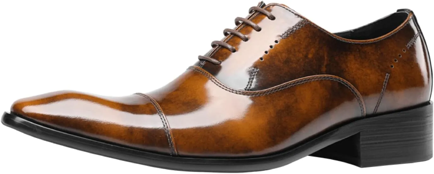 Santimon Men's Handcrafted Oxford Dress Shoes | Genuine Leather Brogue Derby for Business/Wedding/Tuxedo | Cushioned Outsole Formal Shoes | Prom & Casual Luxury Footwear