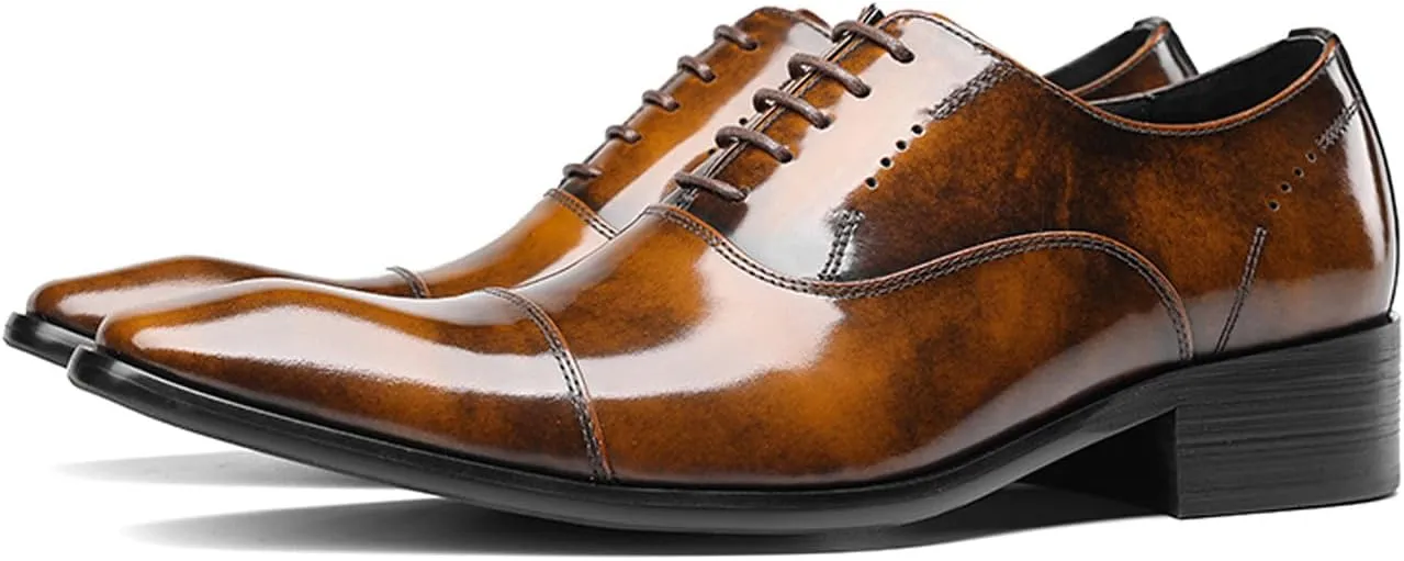 Santimon Men's Handcrafted Oxford Dress Shoes | Genuine Leather Brogue Derby for Business/Wedding/Tuxedo | Cushioned Outsole Formal Shoes | Prom & Casual Luxury Footwear