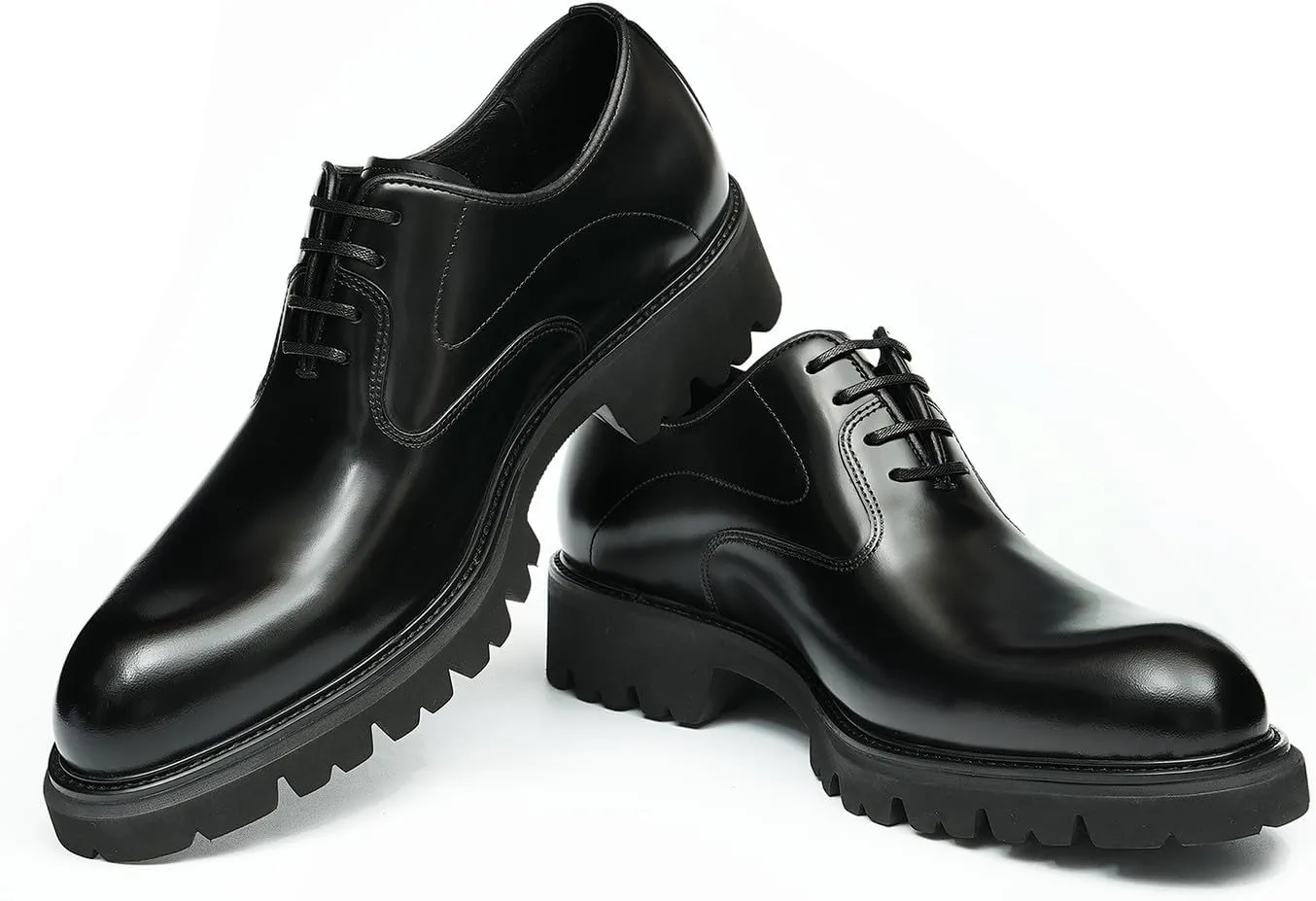 Santimon Men's Oxfords Black Formal Dress Business Shoes Comfort Leather Pionted Toe Derby Casual Shoes for Men