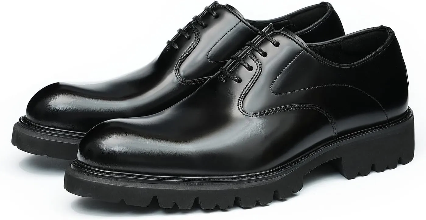 Santimon Men's Oxfords Black Formal Dress Business Shoes Comfort Leather Pionted Toe Derby Casual Shoes for Men
