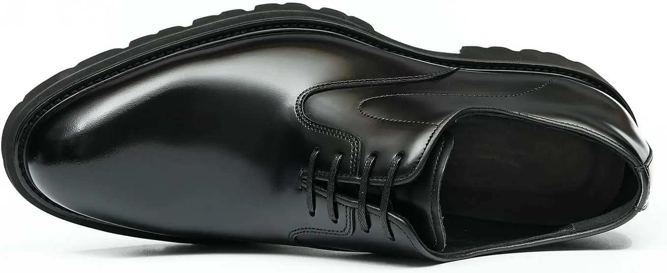 Santimon Men's Oxfords Black Formal Dress Business Shoes Comfort Leather Pionted Toe Derby Casual Shoes for Men