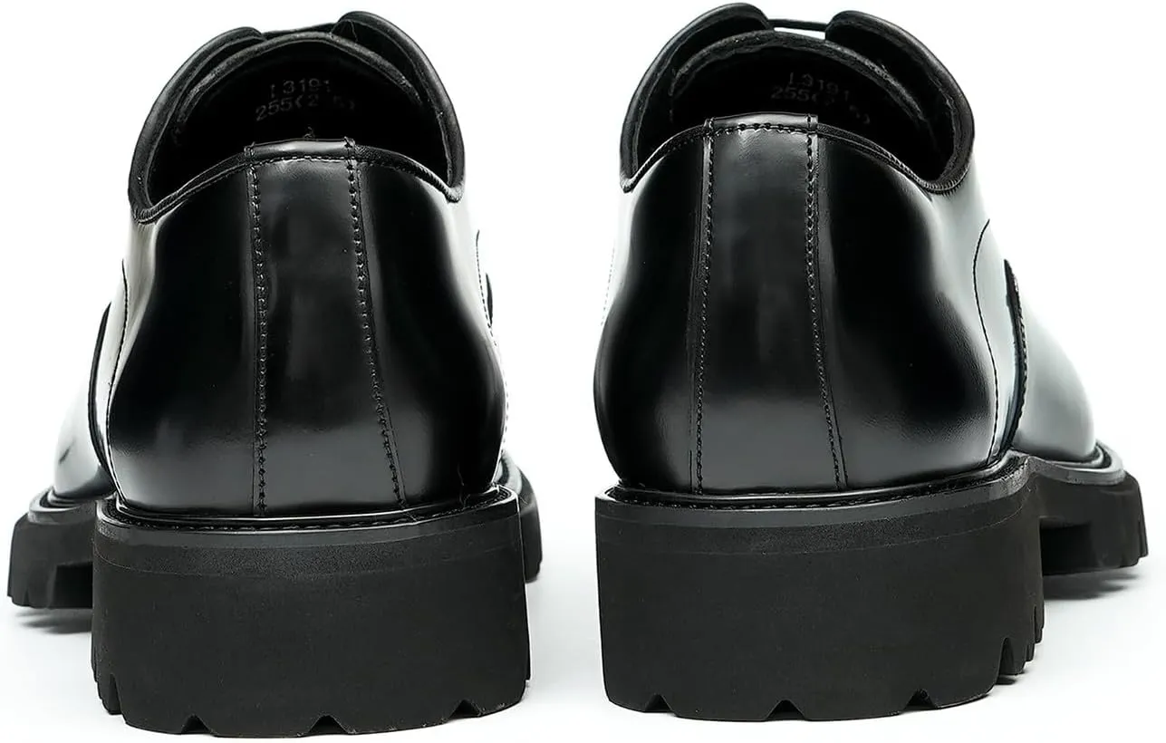Santimon Men's Oxfords Black Formal Dress Business Shoes Comfort Leather Pionted Toe Derby Casual Shoes for Men