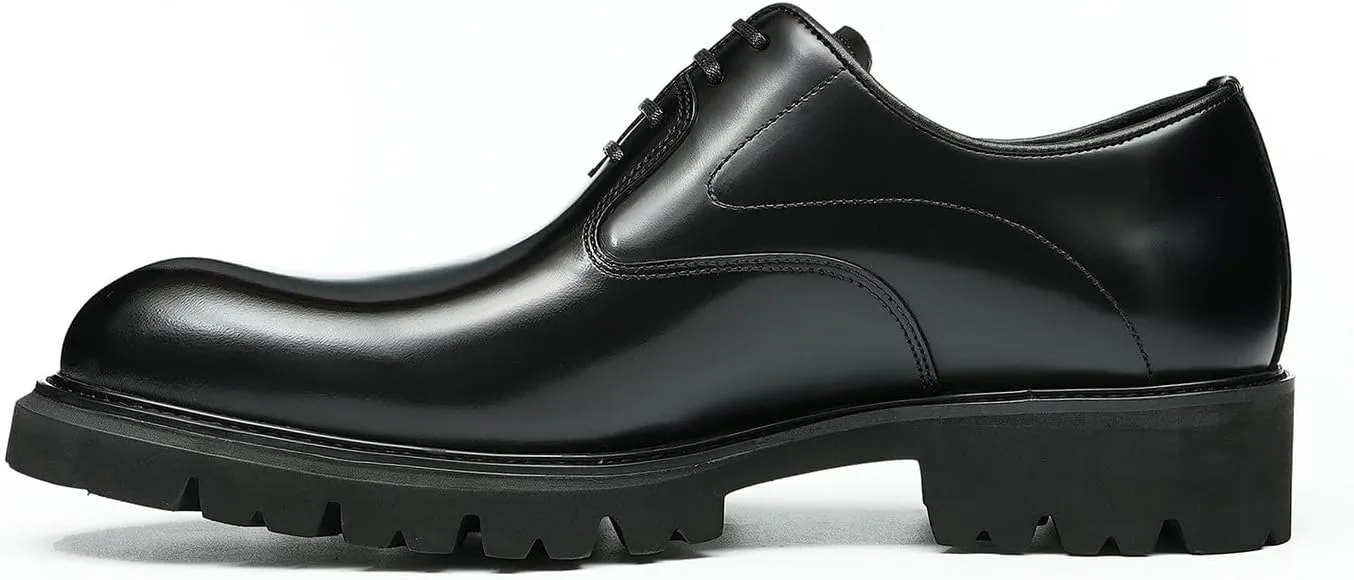 Santimon Men's Oxfords Black Formal Dress Business Shoes Comfort Leather Pionted Toe Derby Casual Shoes for Men