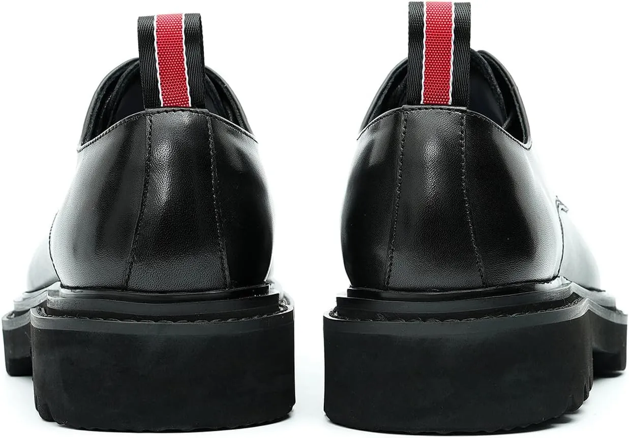 Santimon Mens Oxfords Brown and Black Dress Shoes Formal Business Lightweight Square Toe Derby Wedding Prom Casual Leather Shoes for Men
