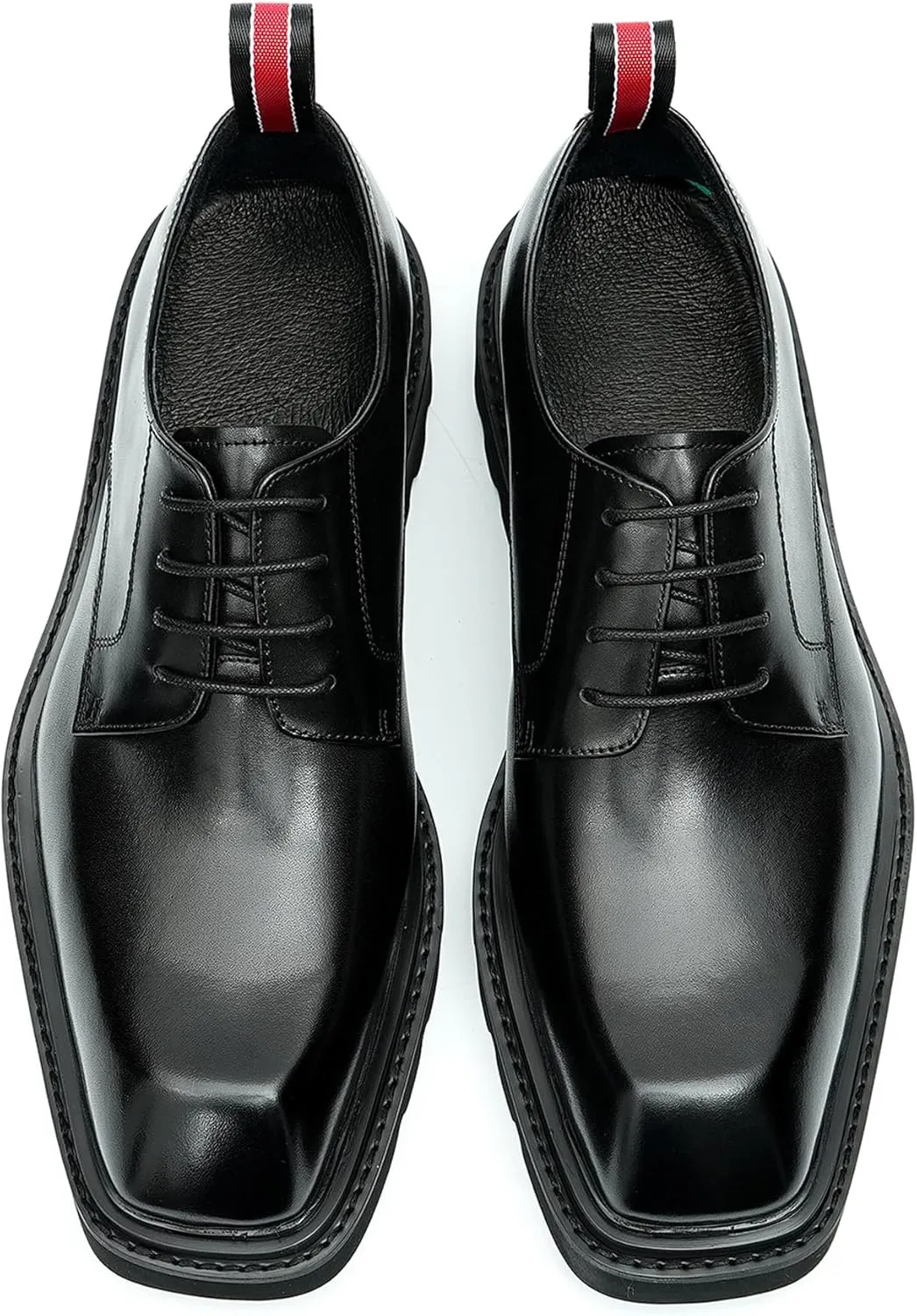 Santimon Mens Oxfords Brown and Black Dress Shoes Formal Business Lightweight Square Toe Derby Wedding Prom Casual Leather Shoes for Men