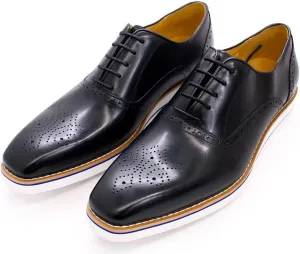 Santimon Men's Oxfords Formal Dress Genunie Leather Wingtips Brogues Suit Shoes Men's Fashion Prom Wedding Business Causal Flat Derby Comfortable Tuxedo Shoes for Men