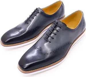 Santimon Mens Oxfords Formal Dress Suit Shoes Genunie Leather Plain Toe Brogues Modern Prom Derby Men's Prom Wedding Business Causal Fashion Comfortable Tuxedo Shoes for Men