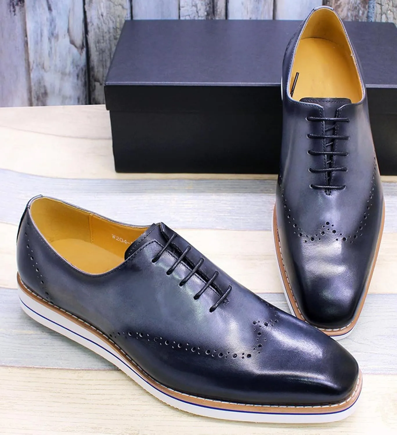 Santimon Mens Oxfords Formal Dress Suit Shoes Genunie Leather Plain Toe Brogues Modern Prom Derby Men's Prom Wedding Business Causal Fashion Comfortable Tuxedo Shoes for Men
