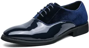 Santimon Men's Patent Tuxedo Dress Shoes Classic Lace-up Formal Oxfords Velvet Business Office Derby Shoes for Men