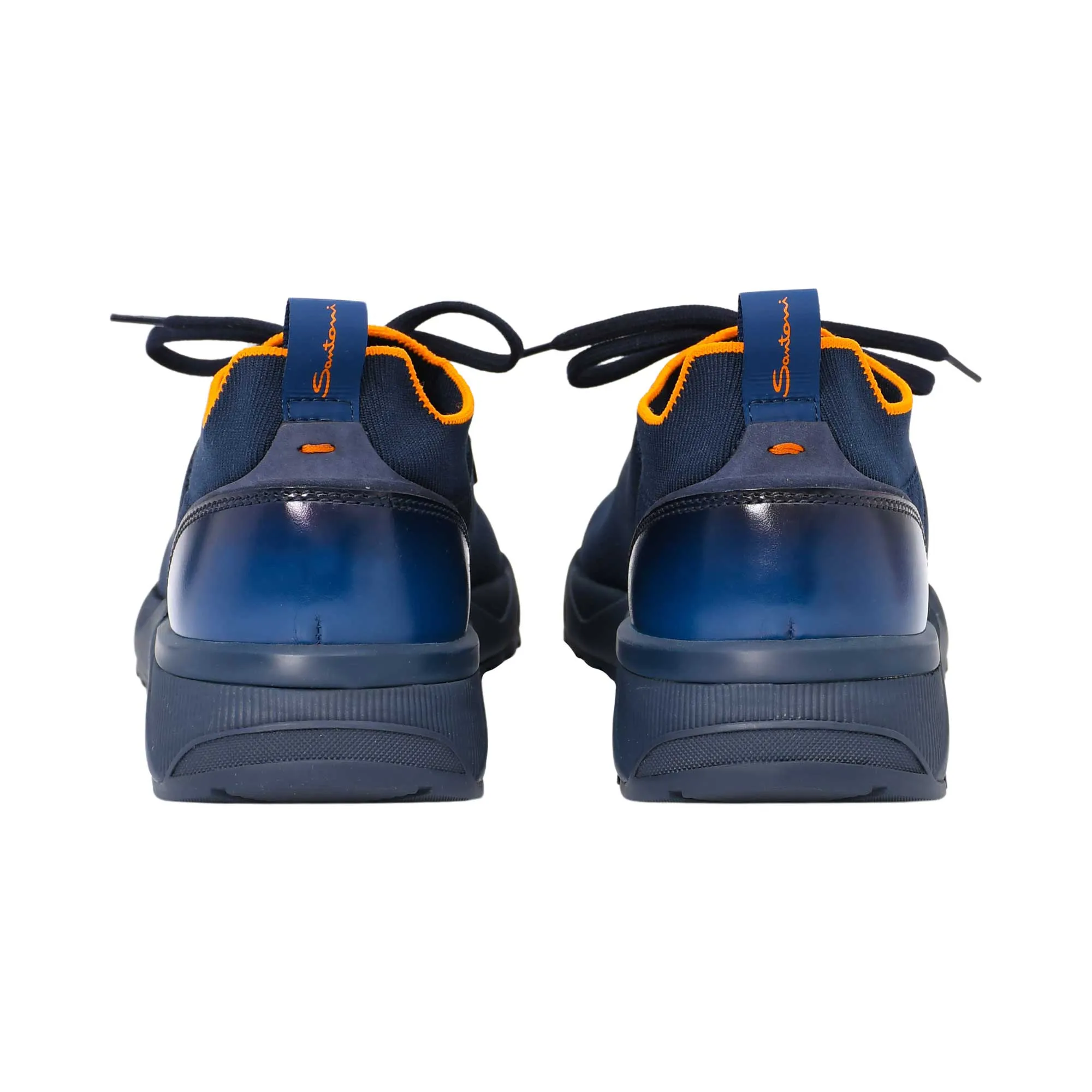 Santoni Men's Knit Blue Sneaker