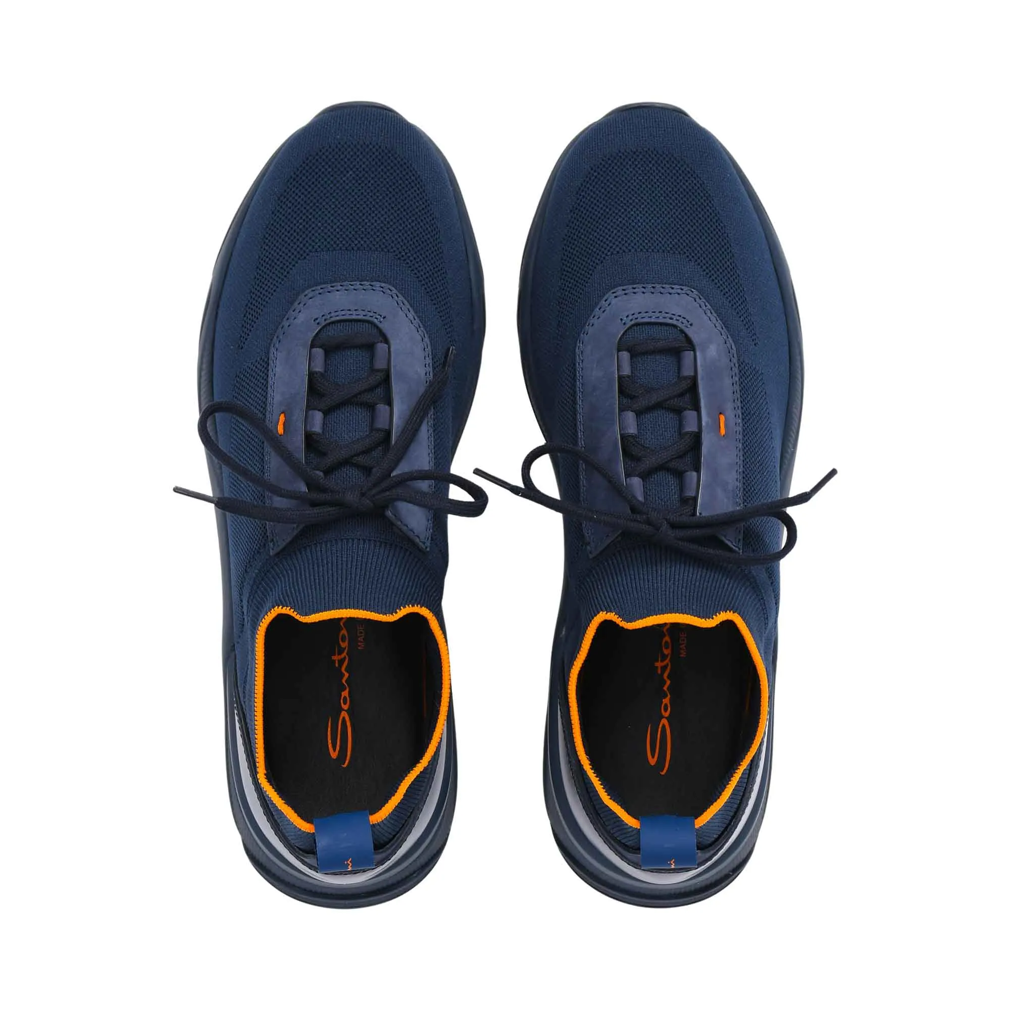Santoni Men's Knit Blue Sneaker