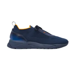 Santoni Men's Knit Blue Sneaker