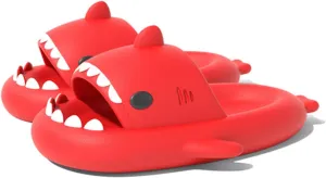 Shark Slides for Men and Women, Cloud Fun Animal Slipper for Adult, Cozy Non-Slip Shark Sandals for Bathroom, Outdoor