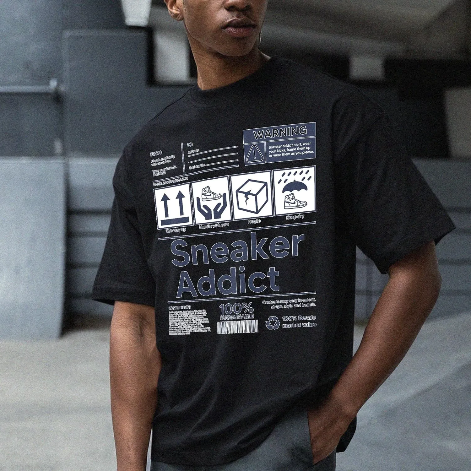 Sneaker Addict Unisex T-Shirt Matching AJ 6 White Navy for Men Women, Streetwear Clothing