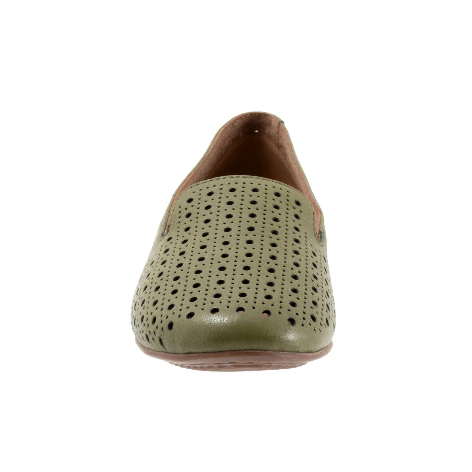 Softwalk Shelby Perf S2317-341 Womens Green Leather Loafer Flats Shoes