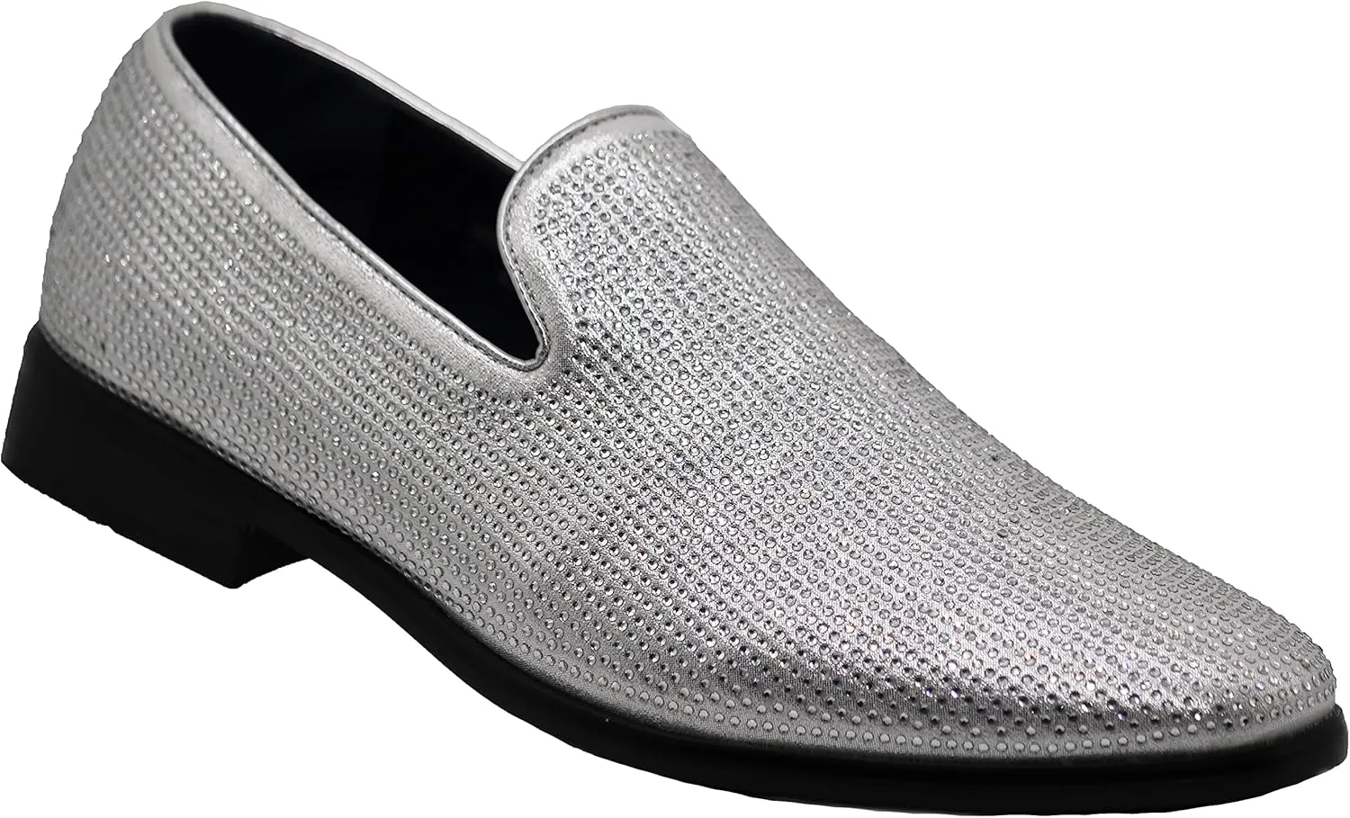 SPK24 Men Vintage Spikes Sparkle Formal Tuxedo Stage Fashion Slip On Loafer Dress Shoes