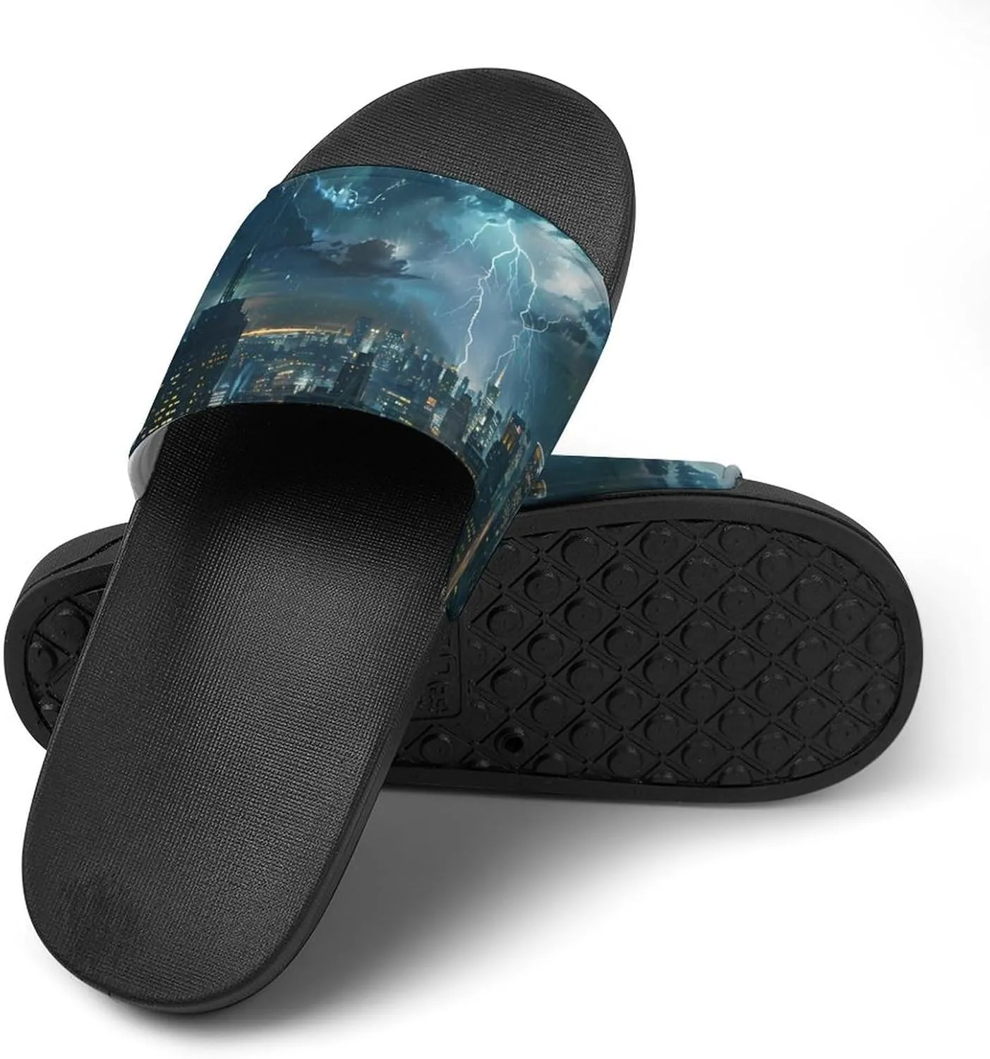 Storm And City Night View Novelty Slippers Slides Sandals Shower Home House Shoes Non-Slip Soft Sole Shoe For Men Women Bathroom