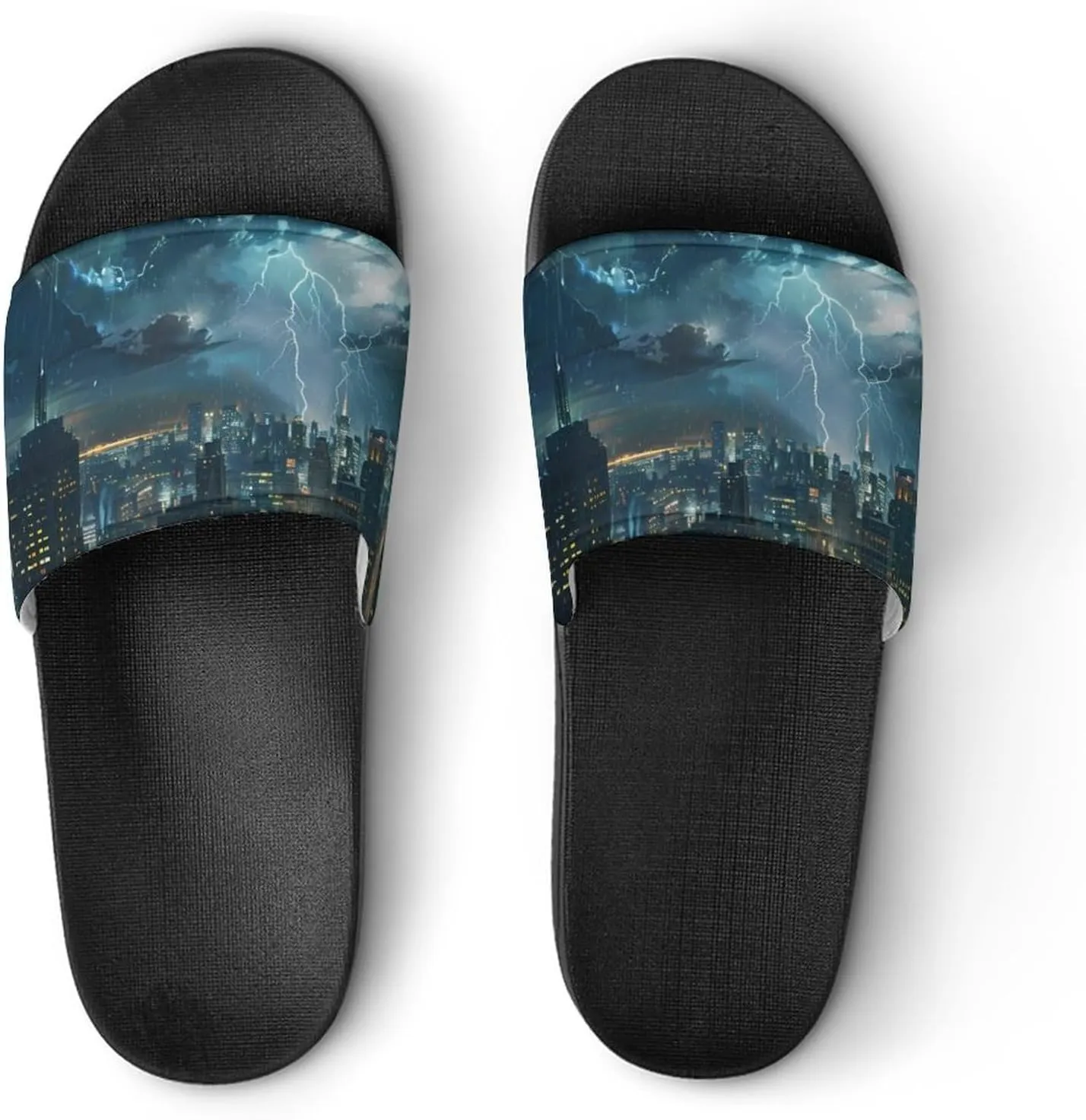 Storm And City Night View Novelty Slippers Slides Sandals Shower Home House Shoes Non-Slip Soft Sole Shoe For Men Women Bathroom