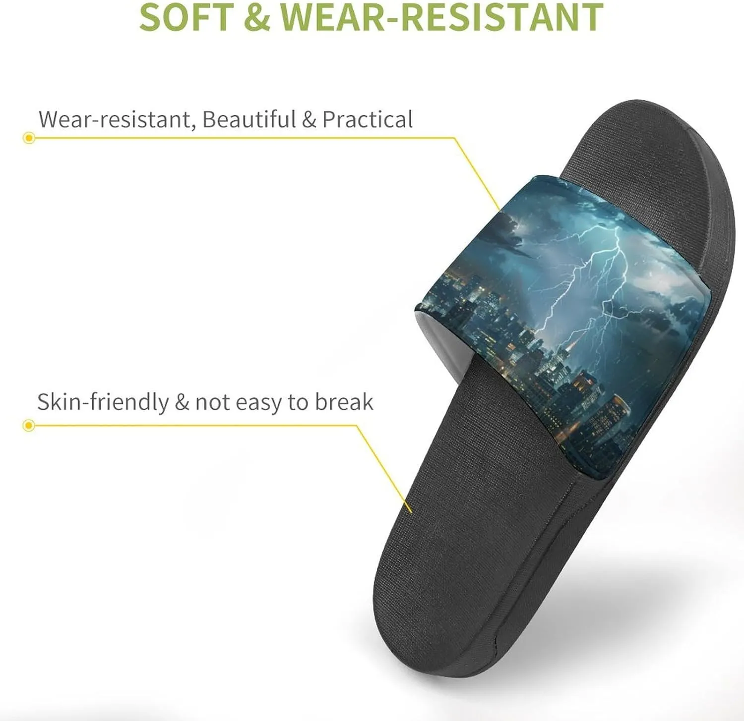 Storm And City Night View Novelty Slippers Slides Sandals Shower Home House Shoes Non-Slip Soft Sole Shoe For Men Women Bathroom