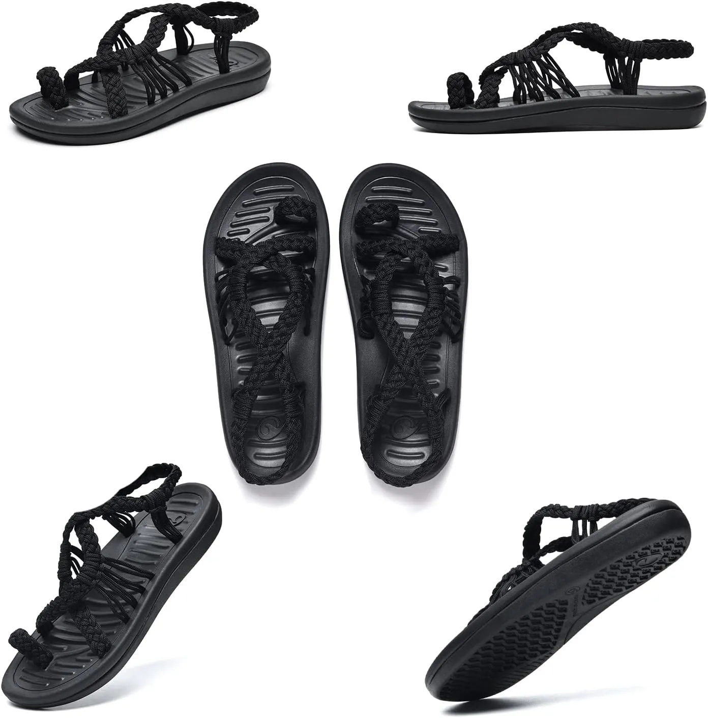 SURRAY Womens Summer Flat Sandals Comfortable Arch Support Walking Braided Beach Sandals, Size US 5-11