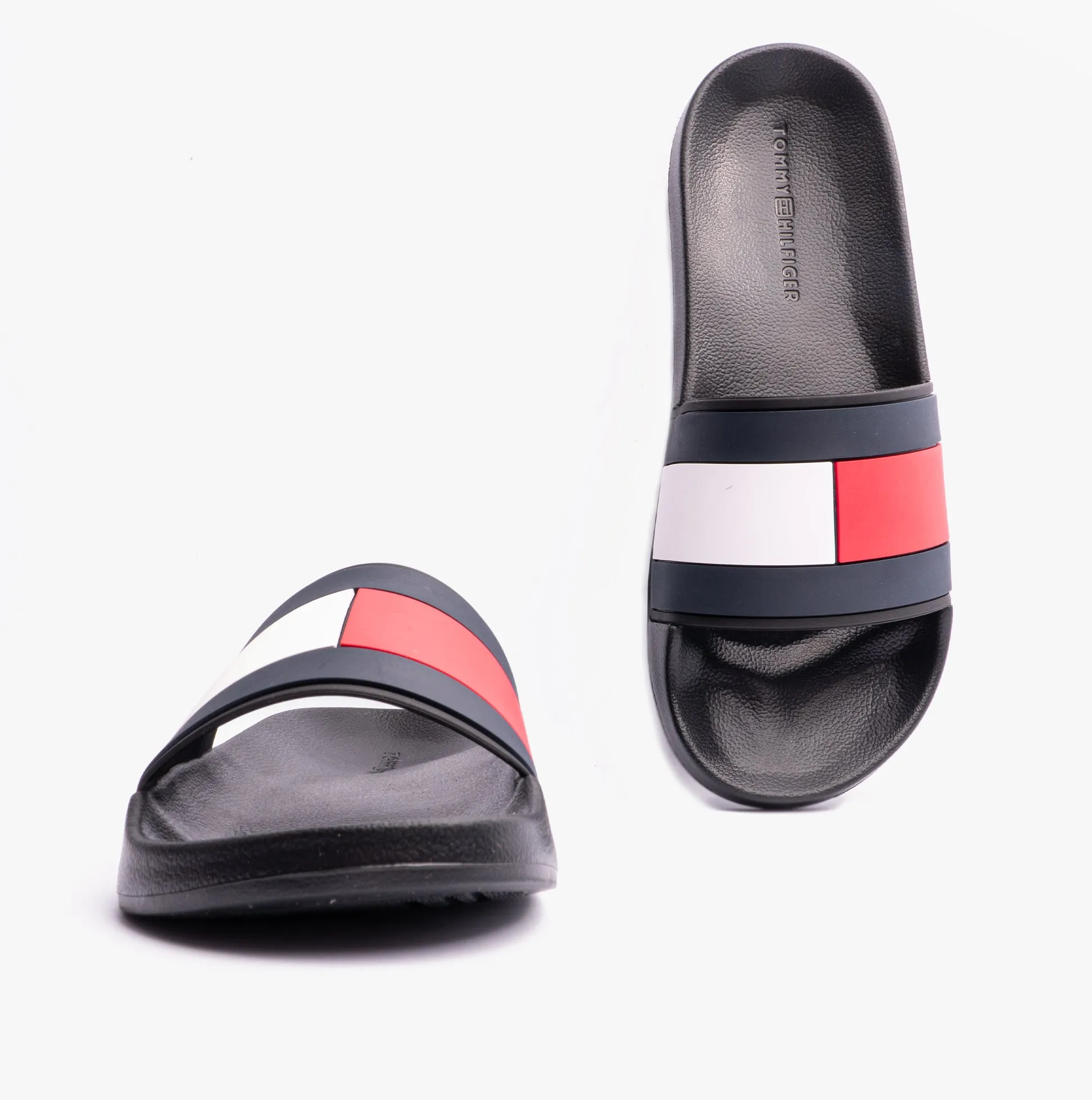 Tommy Hilfiger FLAG Mens Poolside Logo Sliders Desert Black