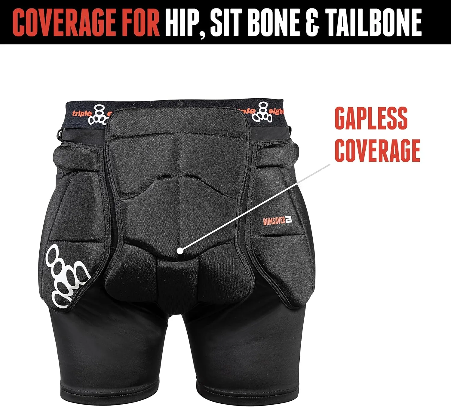 Triple Eight Bumsaver Padded Shorts for Skateboarding, Rollerskating, Roller Derby, Inline Skating, Snowboarding and Skiing