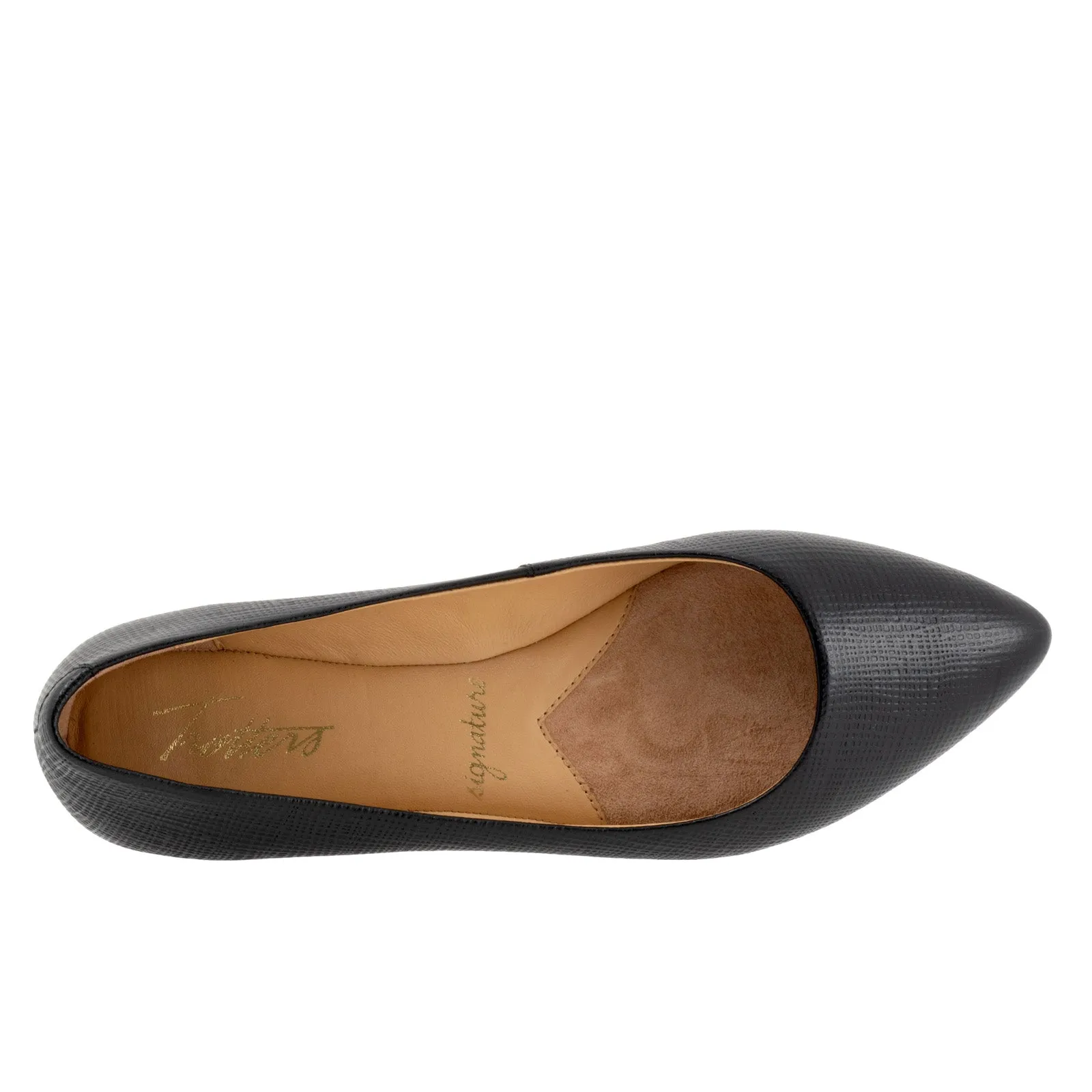 Trotters Estee T1556-057 Womens Black Wide Leather Loafer Flats Shoes