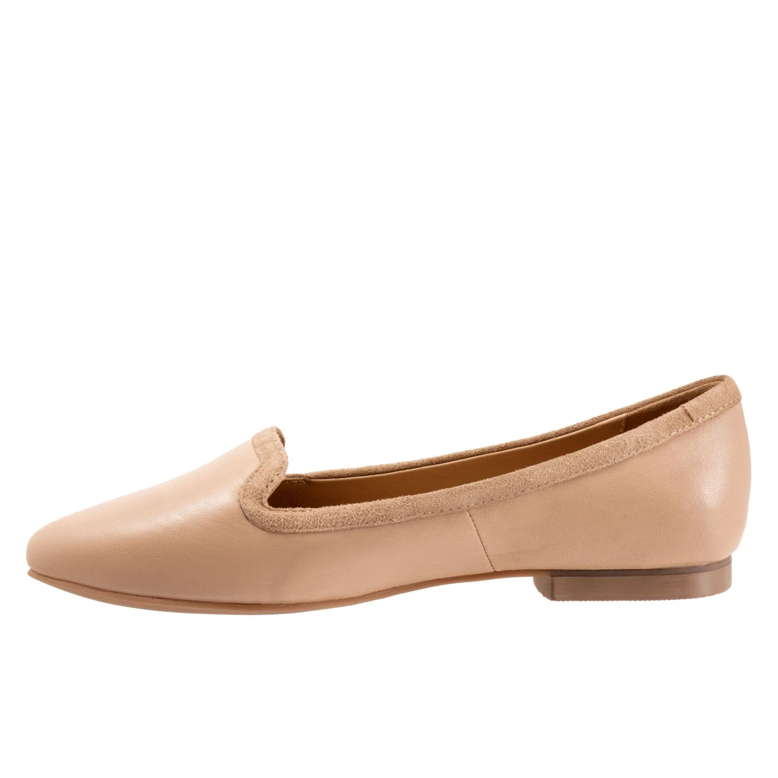 Trotters Hannah T2270-130 Womens Beige Wide Leather Loafer Flats Shoes